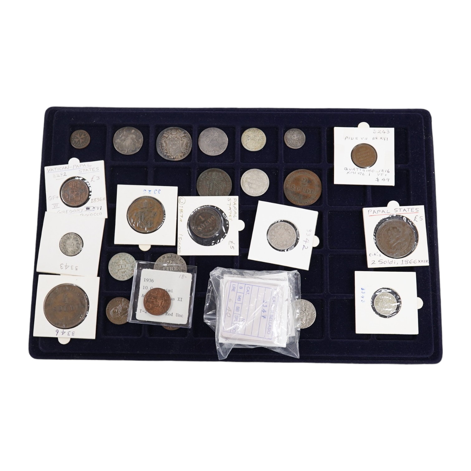 Italy, Papal States silver and AE coinage, 18th to 20th century